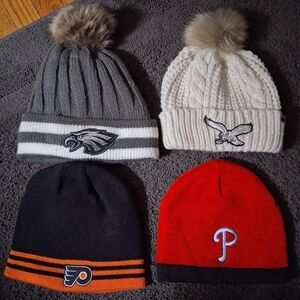 New Era Eagles and Phillies Beanie Collection - Gray, White, Black, Red